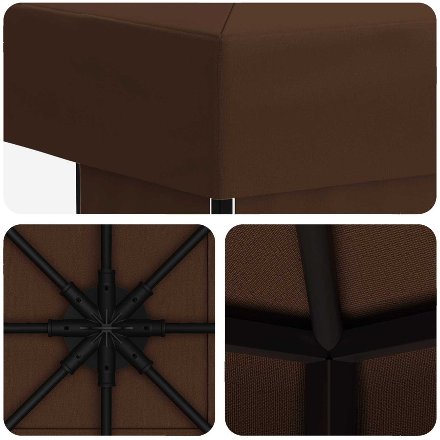 Prieel 3 x 3 m Bruin Polyester en staal 190