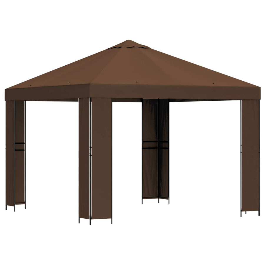 Prieel 3 x 3 m Bruin Polyester en staal 190