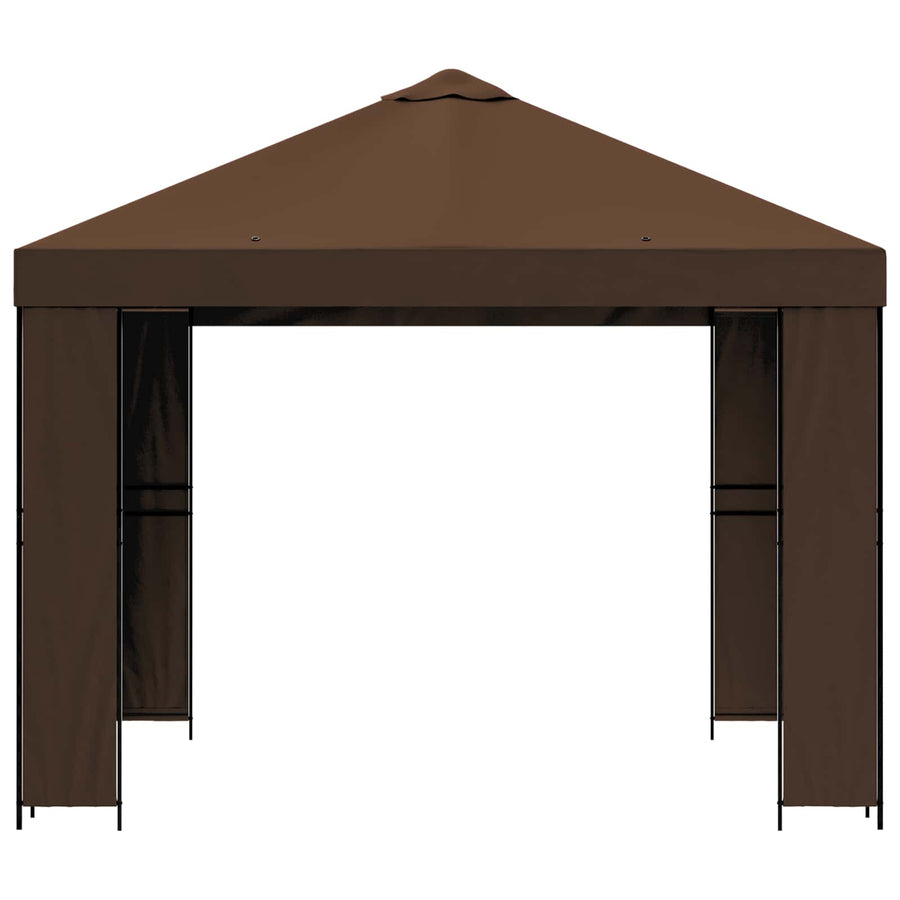 Prieel 3 x 3 m Bruin Polyester en staal 190