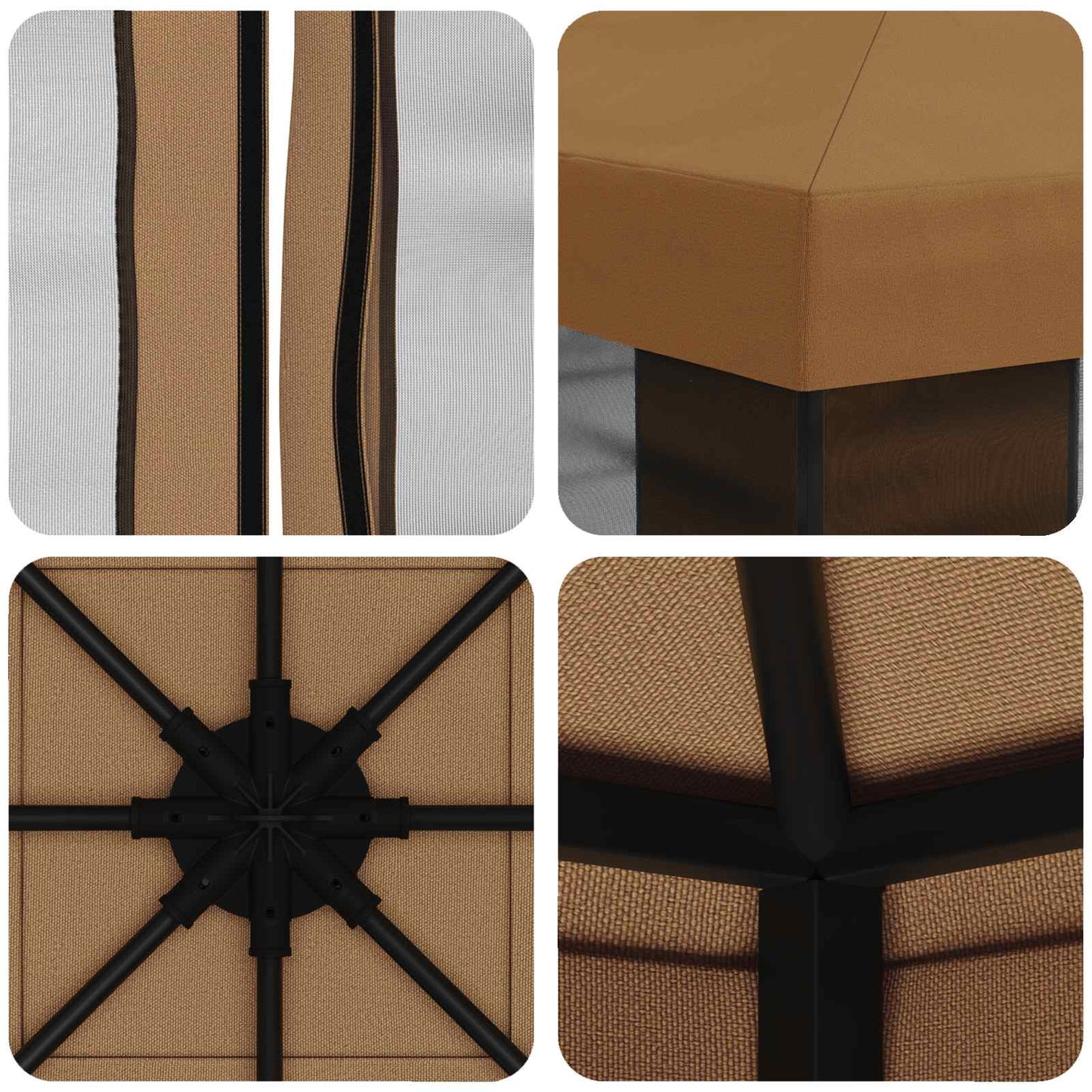 Tuin Gazebo met Zijwanden 3 x 3 m Beige Polyester en staal 190