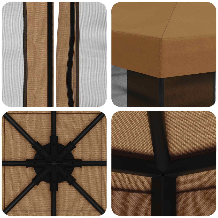 Tuin Gazebo met Zijwanden 3 x 3 m Beige Polyester en staal 190