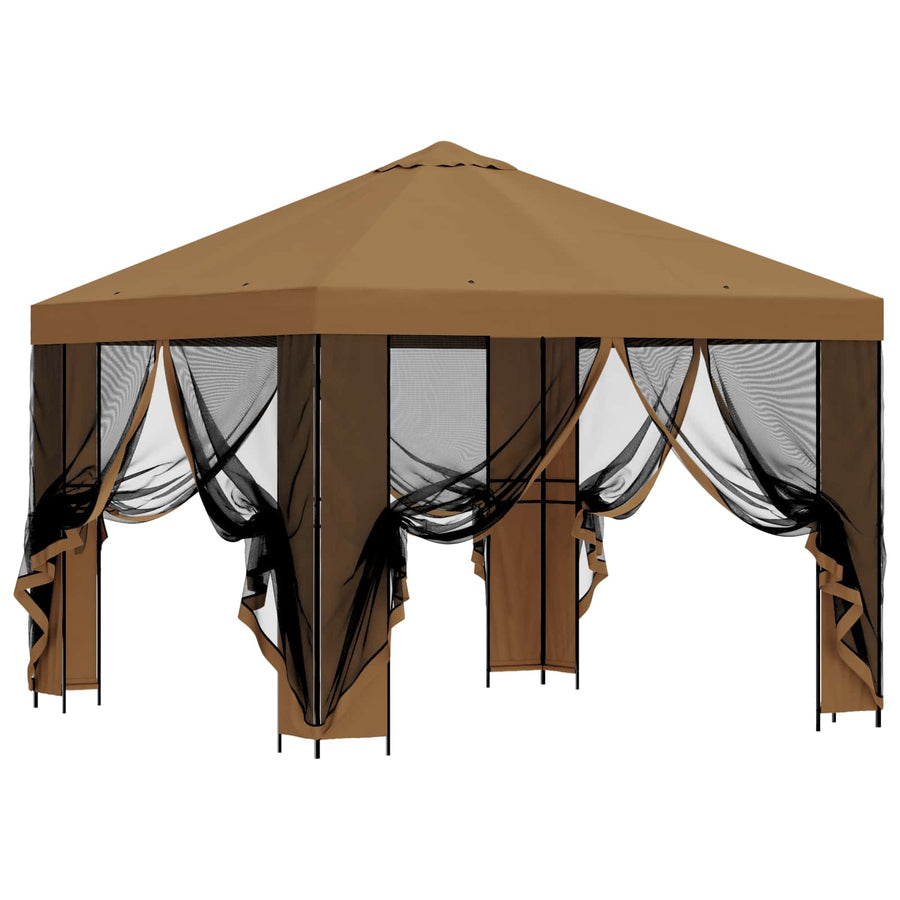 Tuin Gazebo met Zijwanden 3 x 3 m Beige Polyester en staal 190