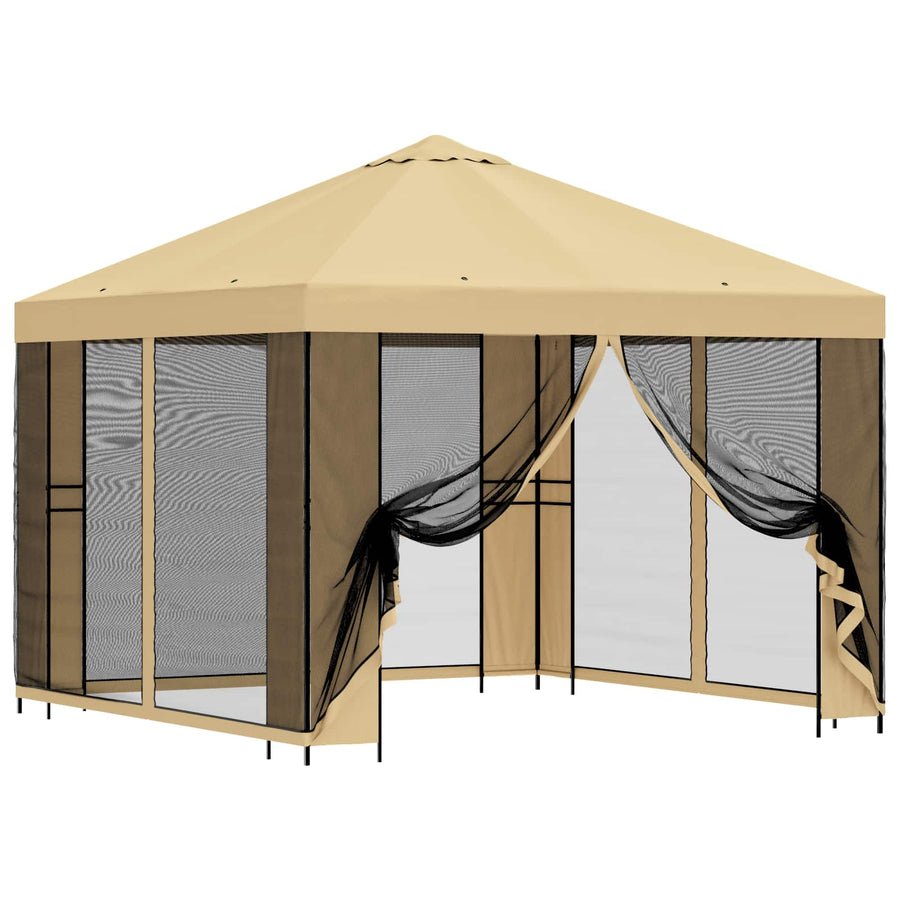 Tuin Gazebo met Zijwanden 3 x 3 m Crèmekleurig
