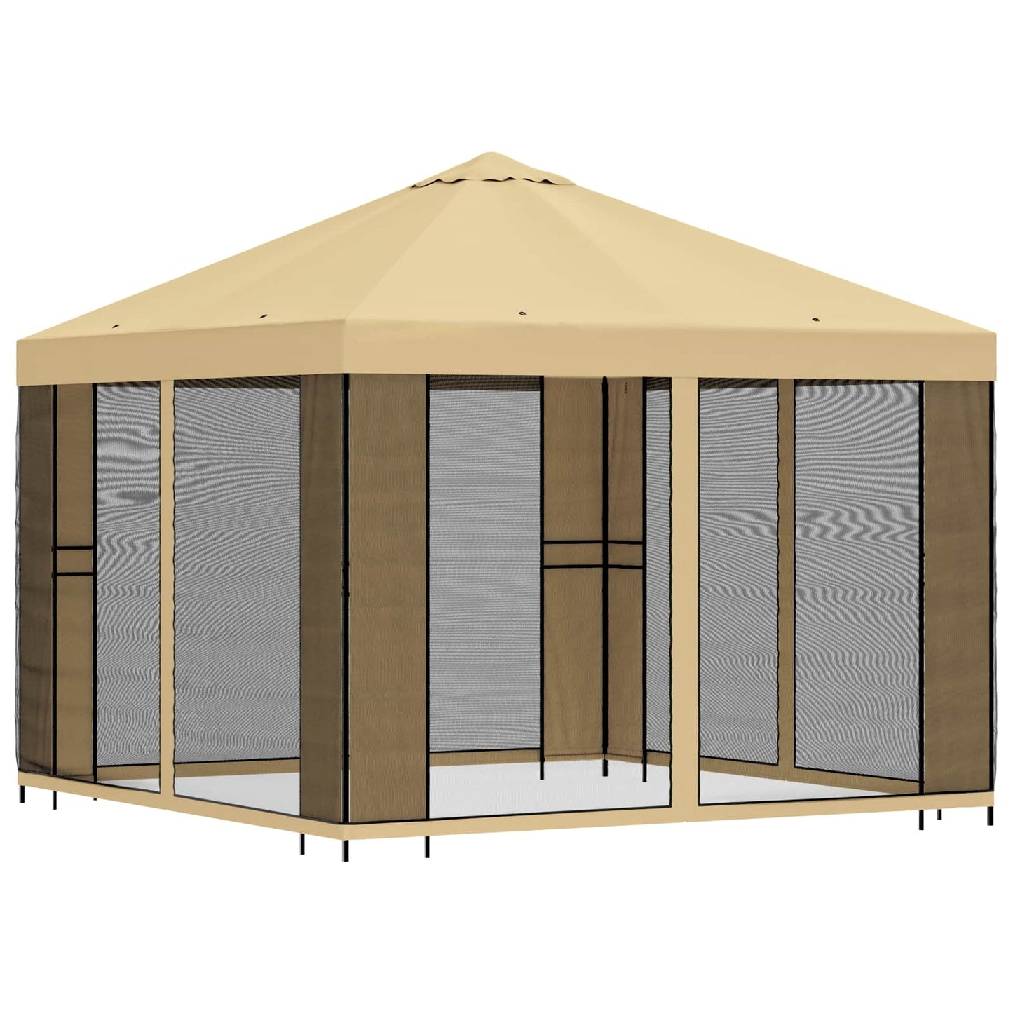 Tuin Gazebo met Zijwanden 3 x 3 m Crèmekleurig