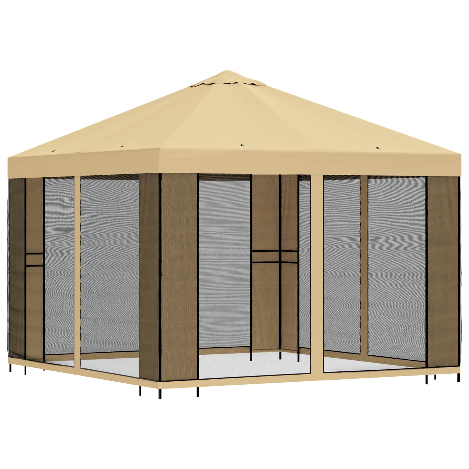 Tuin Gazebo met Zijwanden 3 x 3 m Crèmekleurig