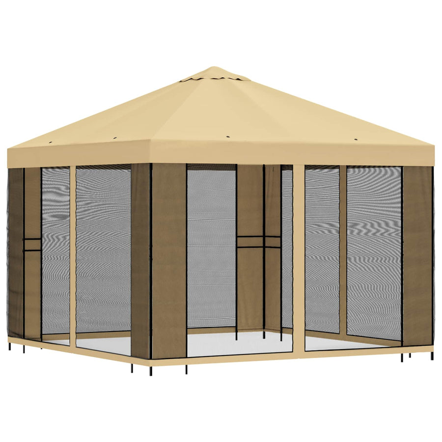 Tuin Gazebo met Zijwanden 3 x 3 m Crèmekleurig