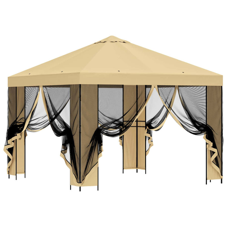 Tuin Gazebo met Zijwanden 3 x 3 m Crèmekleurig