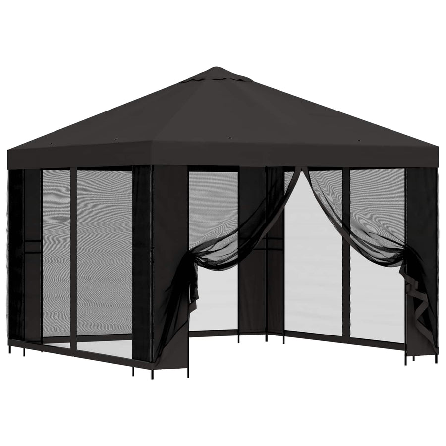 Tuin Gazebo met Zijwanden 3 x 3 m Antracietkleurig