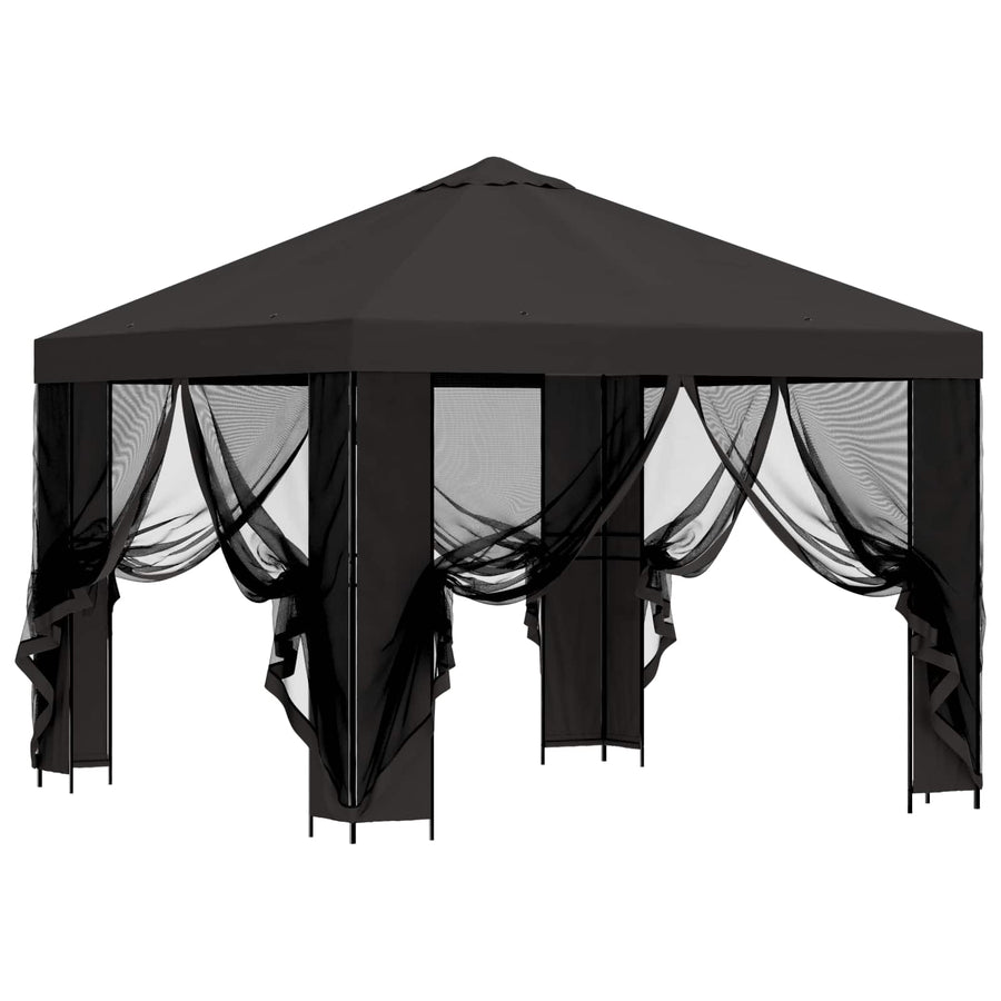 Tuin Gazebo met Zijwanden 3 x 3 m Antracietkleurig