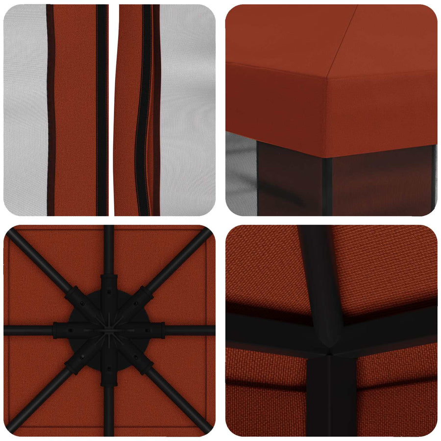 Tuin Gazebo met Zijwanden 3 x 3 m Terracotta Polyester en staal