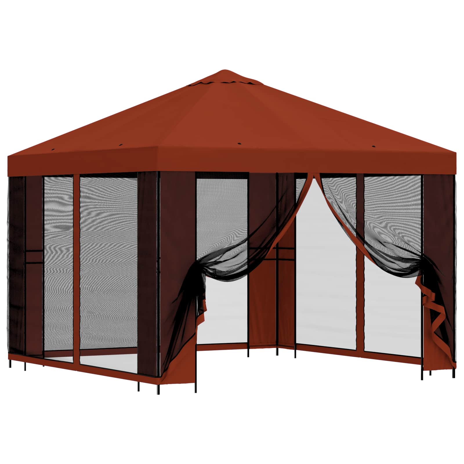 Tuin Gazebo met Zijwanden 3 x 3 m Terracotta Polyester en staal