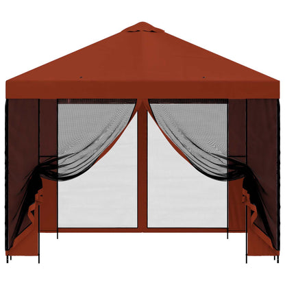 Tuin Gazebo met Zijwanden 3 x 3 m Terracotta Polyester en staal