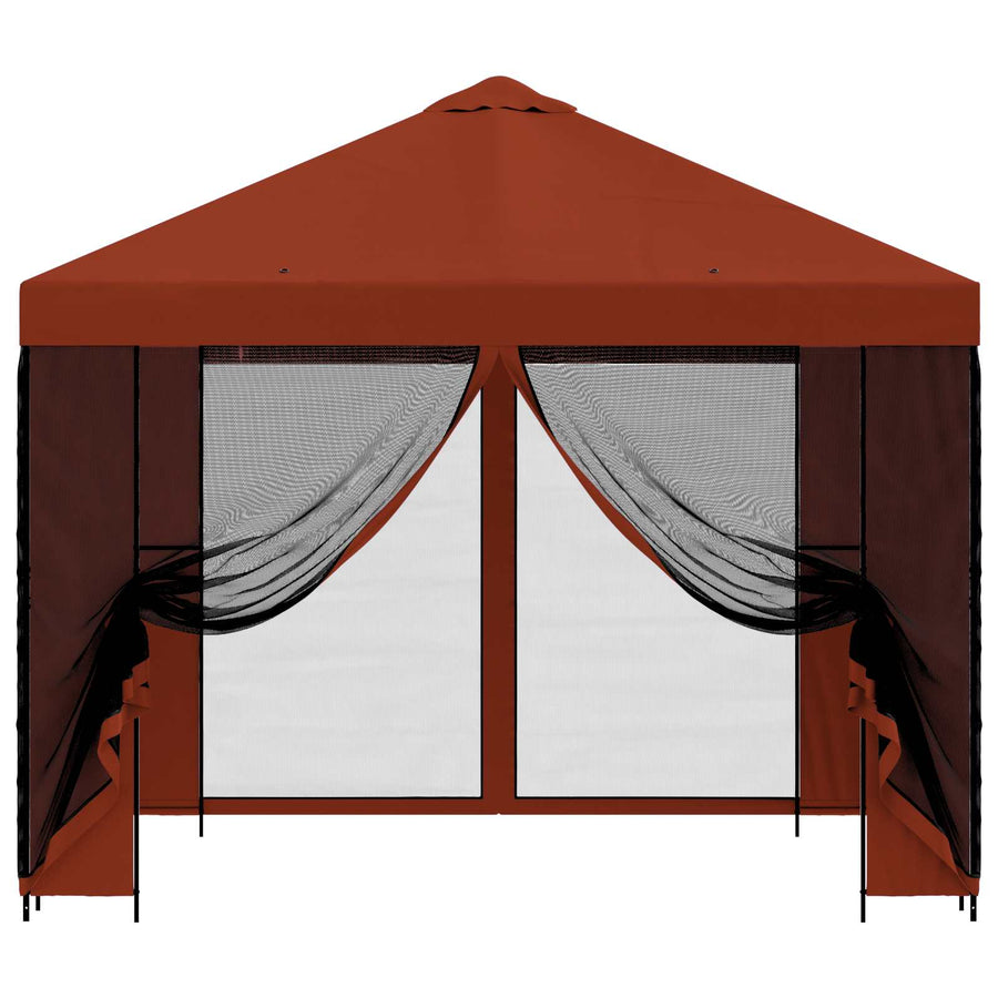 Tuin Gazebo met Zijwanden 3 x 3 m Terracotta Polyester en staal