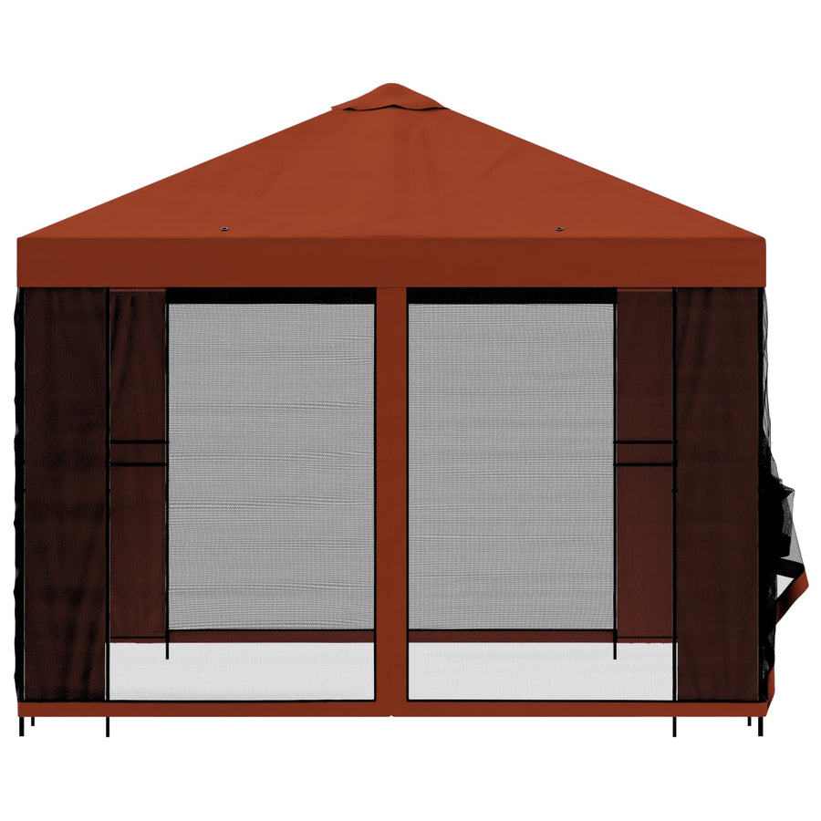 Tuin Gazebo met Zijwanden 3 x 3 m Terracotta Polyester en staal
