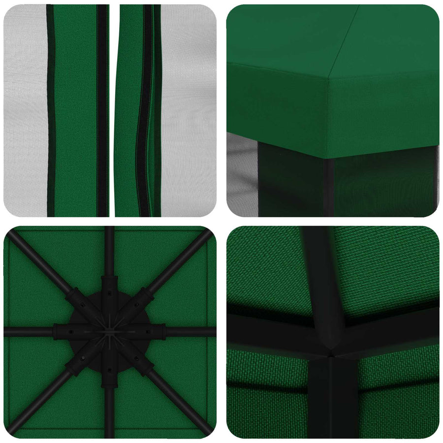 Tuin Gazebo met Zijwanden 3 x 3 m Groen Polyester en staal 190