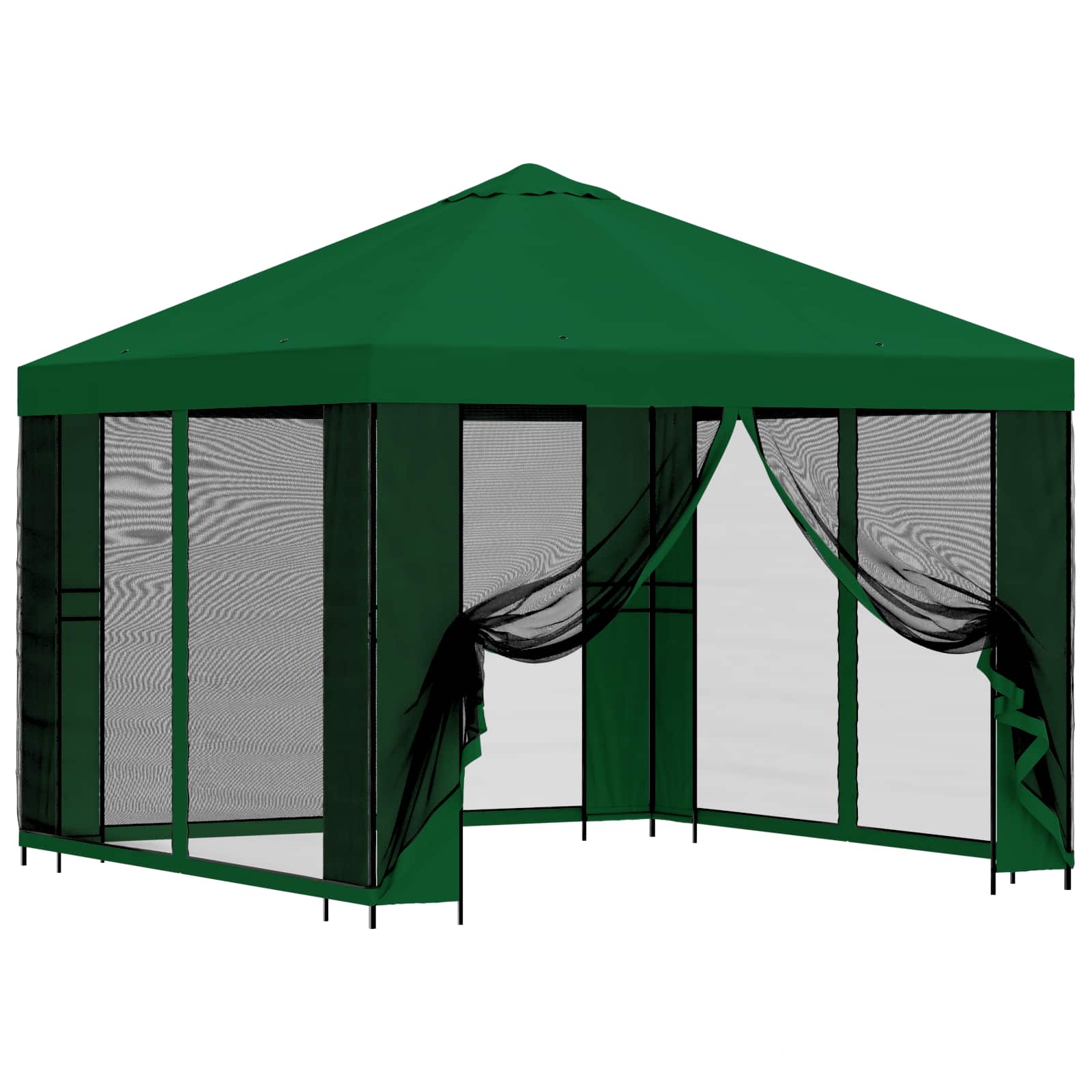 Tuin Gazebo met Zijwanden 3 x 3 m Groen Polyester en staal 190