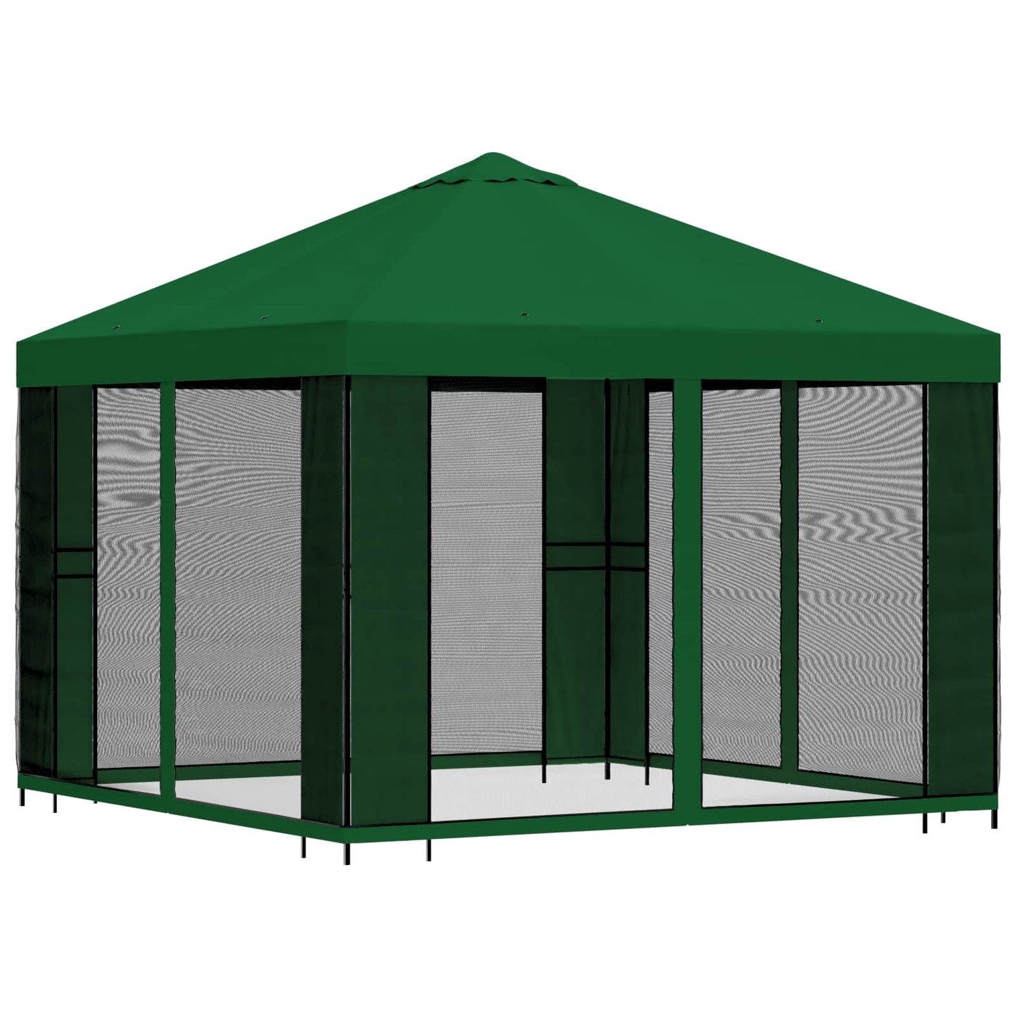 Tuin Gazebo met Zijwanden 3 x 3 m Groen Polyester en staal 190