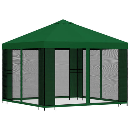 Tuin Gazebo met Zijwanden 3 x 3 m Groen Polyester en staal 190