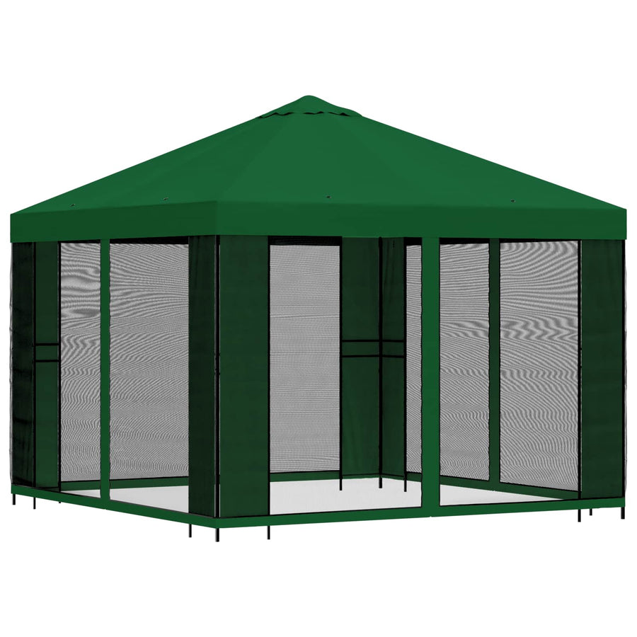 Tuin Gazebo met Zijwanden 3 x 3 m Groen Polyester en staal 190