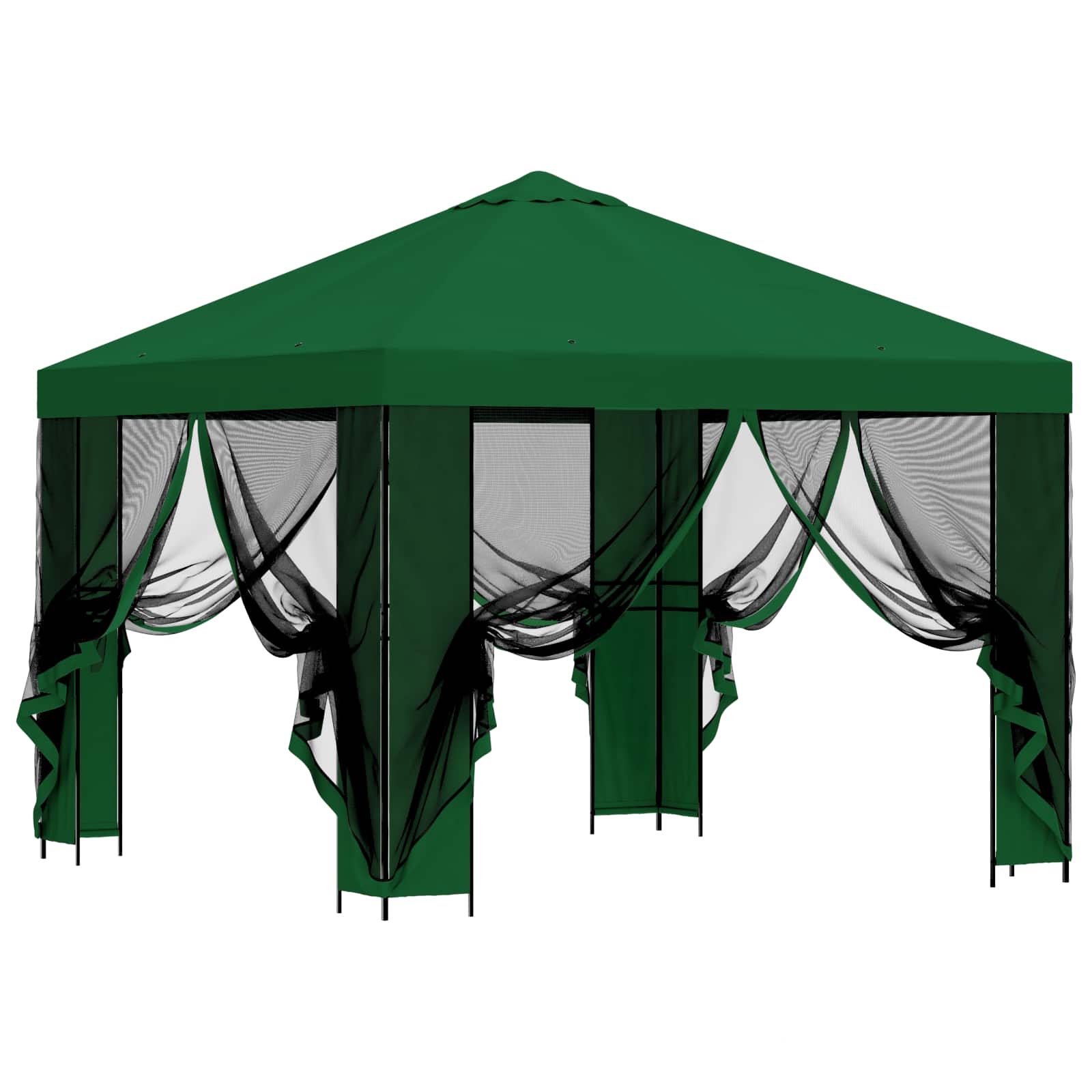 Tuin Gazebo met Zijwanden 3 x 3 m Groen Polyester en staal 190