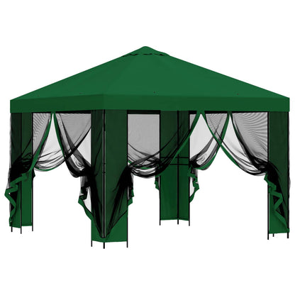 Tuin Gazebo met Zijwanden 3 x 3 m Groen Polyester en staal 190