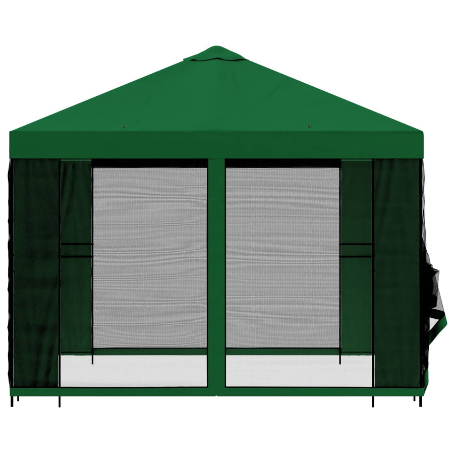 Tuin Gazebo met Zijwanden 3 x 3 m Groen Polyester en staal 190