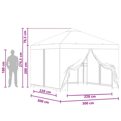 Tuin Gazebo met Zijwanden 3 x 3 m Groen Polyester en staal 190