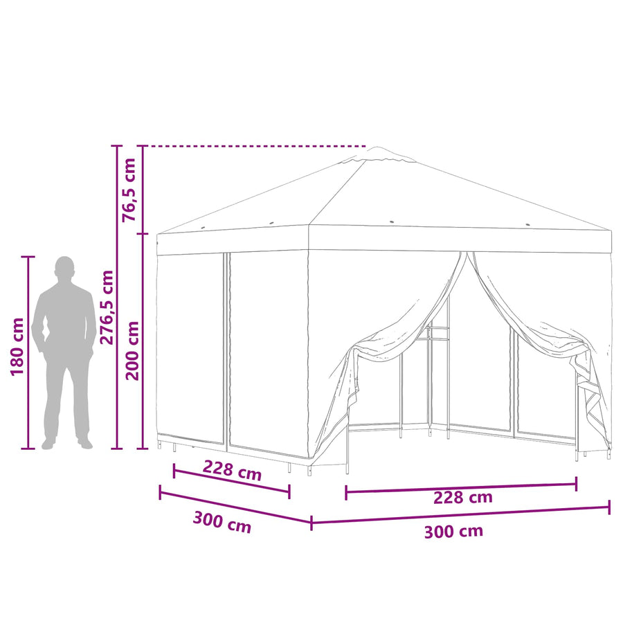 Tuin Gazebo met Zijwanden 3 x 3 m Groen Polyester en staal 190