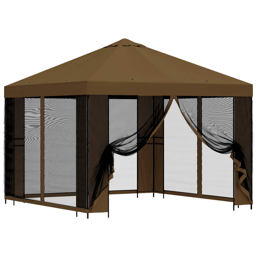 Tuin Gazebo met Zijwanden 3 x 3 m Taupe Polyester en staal 190
