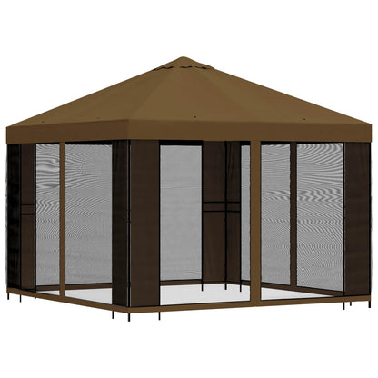 Tuin Gazebo met Zijwanden 3 x 3 m Taupe Polyester en staal 190