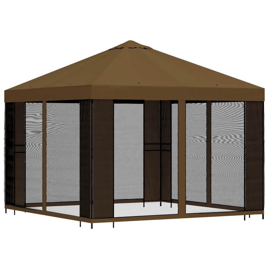 Tuin Gazebo met Zijwanden 3 x 3 m Taupe Polyester en staal 190