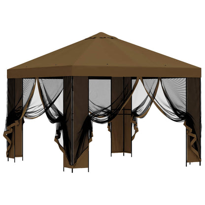 Tuin Gazebo met Zijwanden 3 x 3 m Taupe Polyester en staal 190
