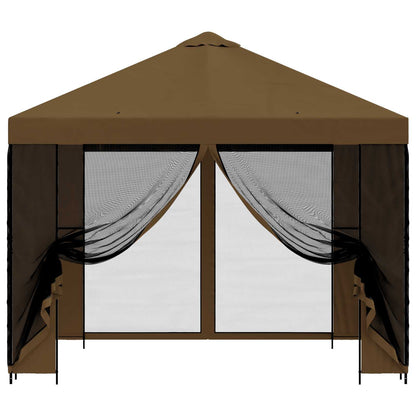 Tuin Gazebo met Zijwanden 3 x 3 m Taupe Polyester en staal 190