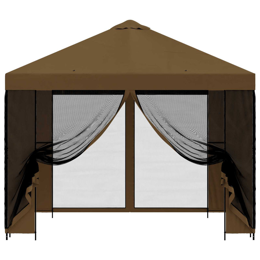Tuin Gazebo met Zijwanden 3 x 3 m Taupe Polyester en staal 190