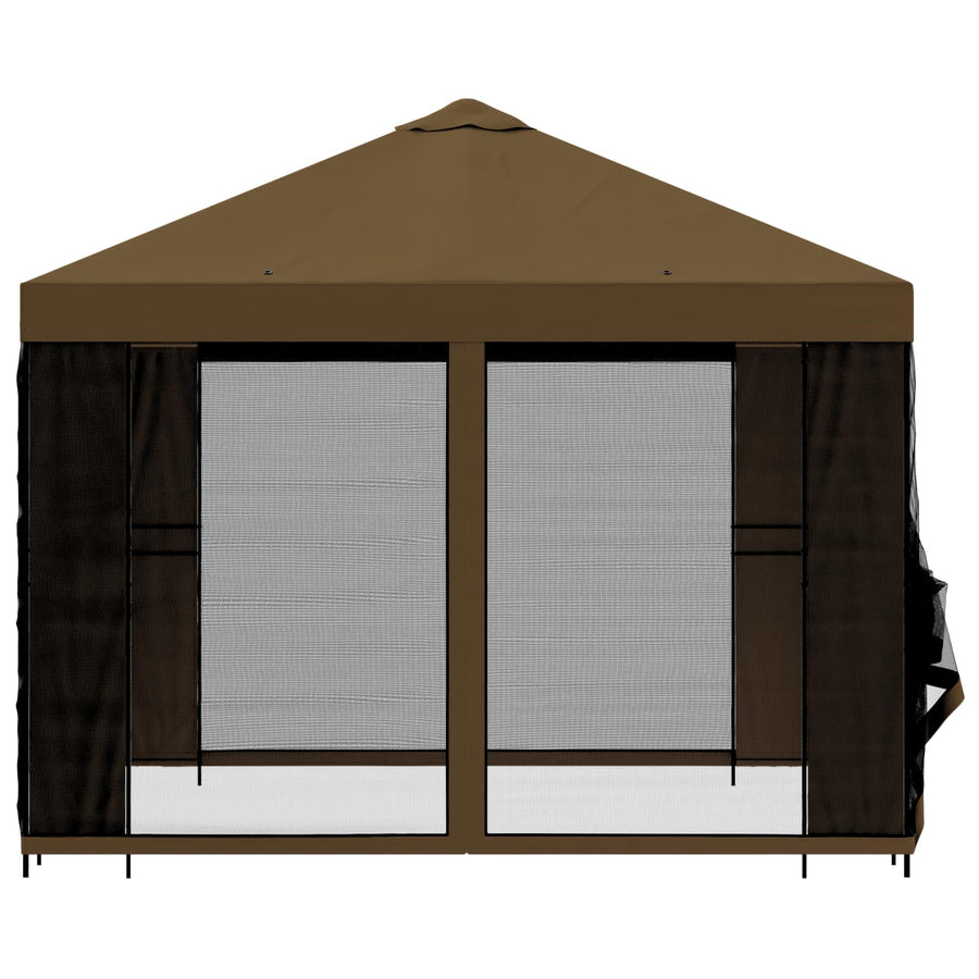 Tuin Gazebo met Zijwanden 3 x 3 m Taupe Polyester en staal 190