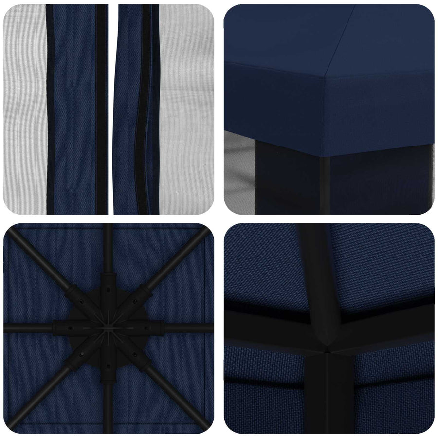 Tuin Gazebo met Zijwanden 3 x 3 m Blauw Polyester en staal 190