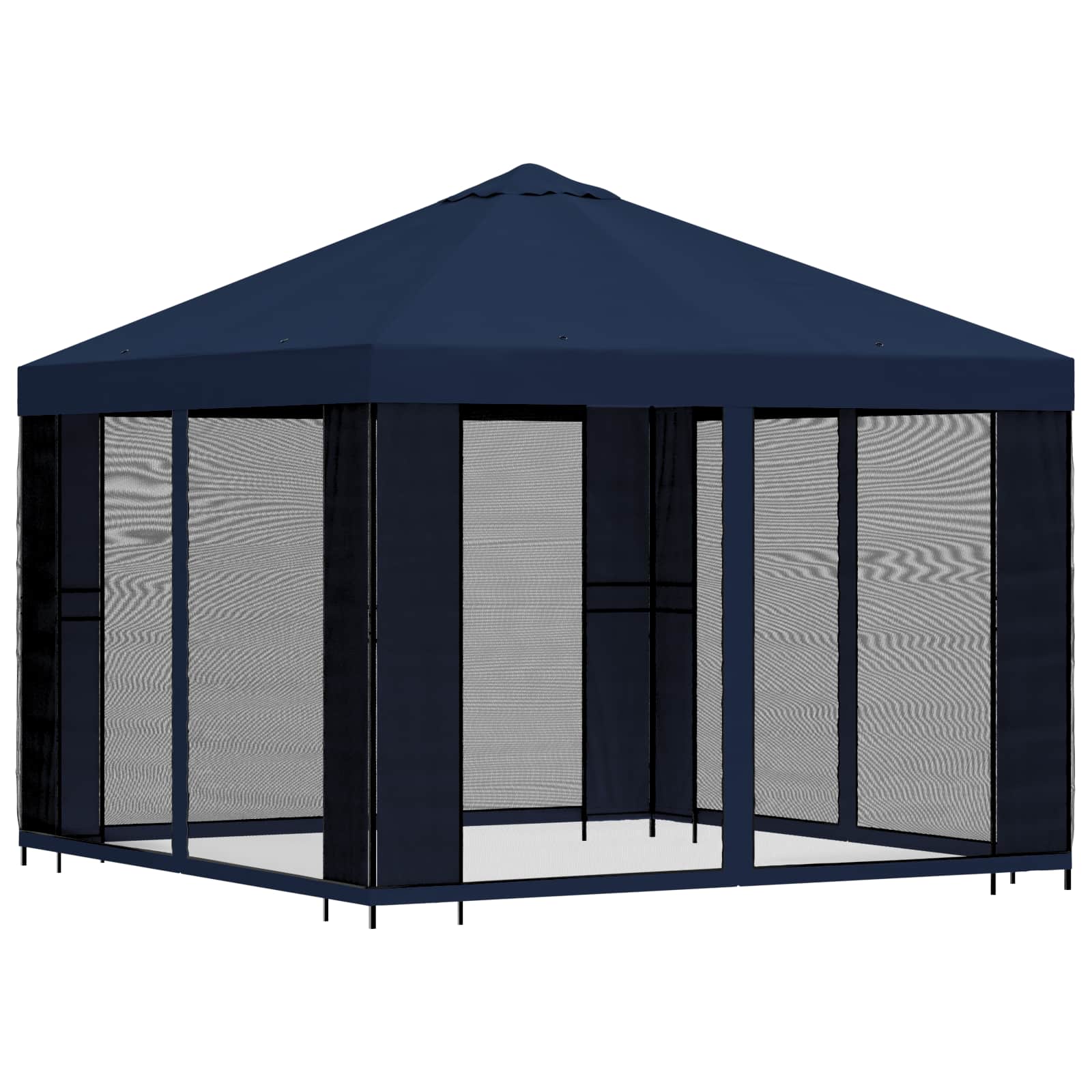 Tuin Gazebo met Zijwanden 3 x 3 m Blauw Polyester en staal 190