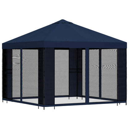 Tuin Gazebo met Zijwanden 3 x 3 m Blauw Polyester en staal 190