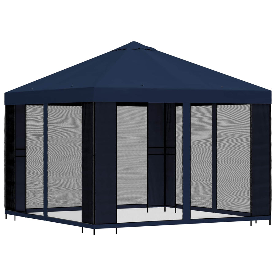 Tuin Gazebo met Zijwanden 3 x 3 m Blauw Polyester en staal 190