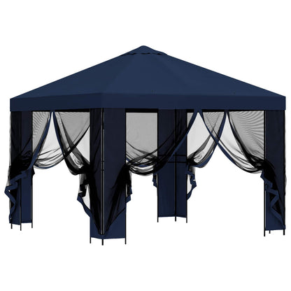 Tuin Gazebo met Zijwanden 3 x 3 m Blauw Polyester en staal 190