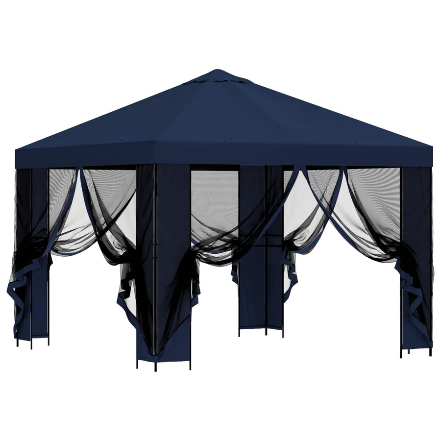 Tuin Gazebo met Zijwanden 3 x 3 m Blauw Polyester en staal 190