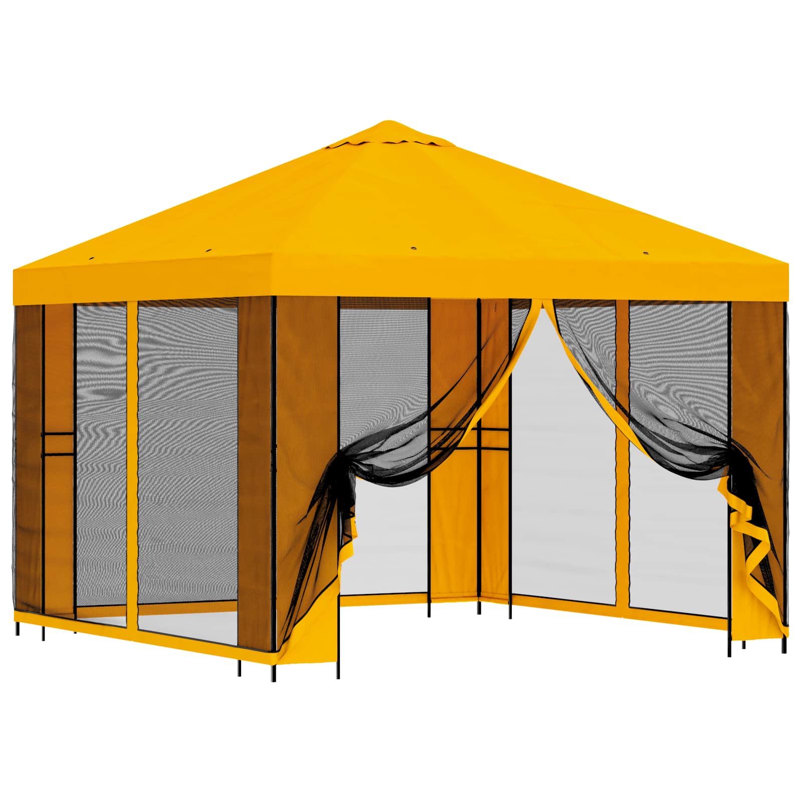 Tuin Gazebo met Zijwanden 3 x 3 m Geel Polyester en staal 190