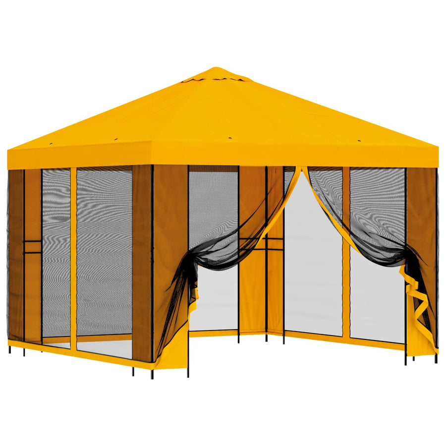 Tuin Gazebo met Zijwanden 3 x 3 m Geel Polyester en staal 190