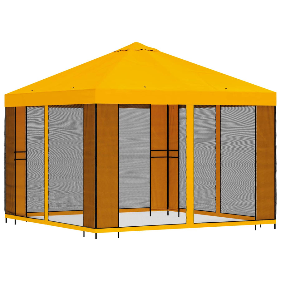 Tuin Gazebo met Zijwanden 3 x 3 m Geel Polyester en staal 190