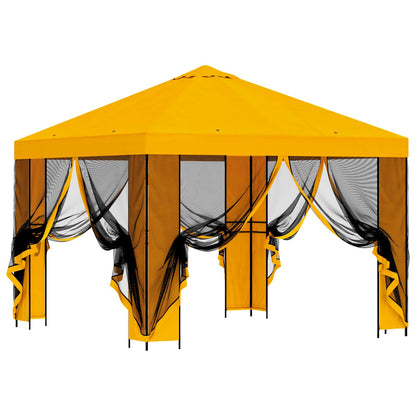 Tuin Gazebo met Zijwanden 3 x 3 m Geel Polyester en staal 190