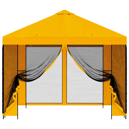 Tuin Gazebo met Zijwanden 3 x 3 m Geel Polyester en staal 190