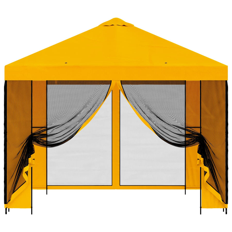 Tuin Gazebo met Zijwanden 3 x 3 m Geel Polyester en staal 190