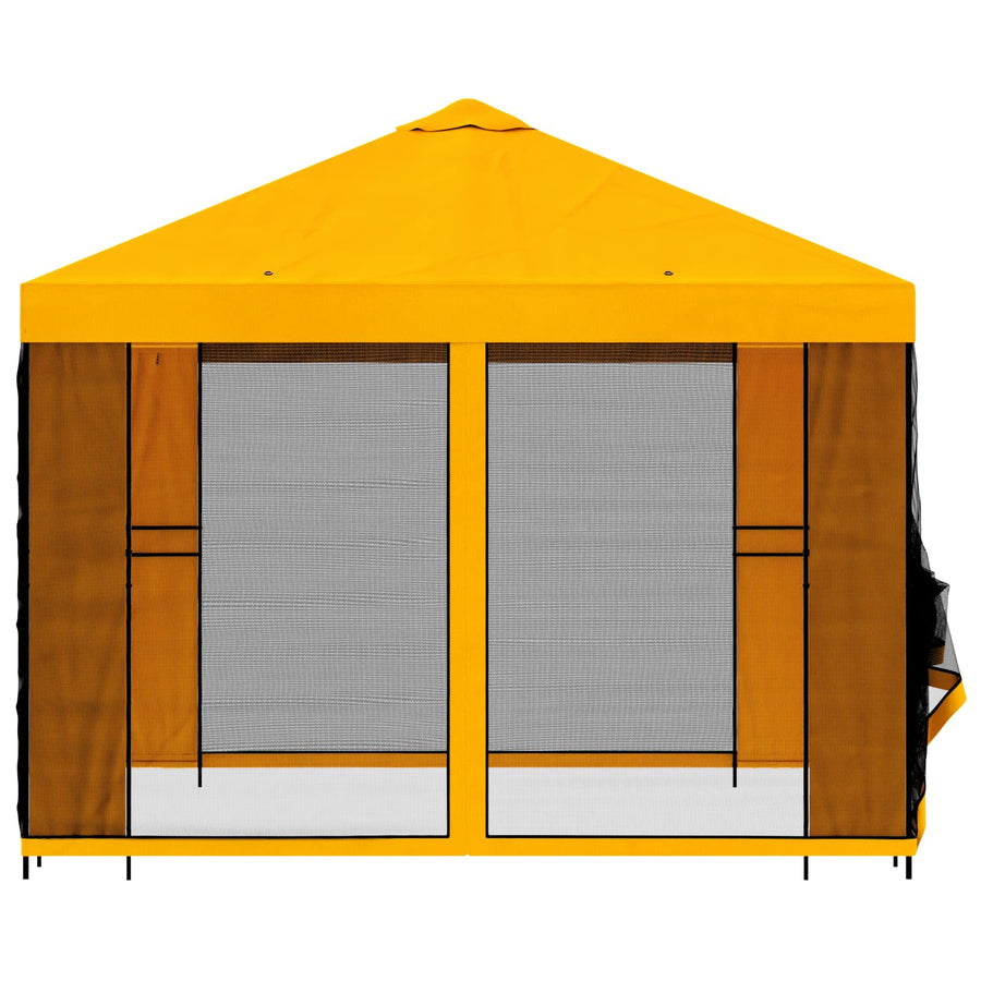 Tuin Gazebo met Zijwanden 3 x 3 m Geel Polyester en staal 190