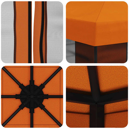 Tuin Gazebo met Zijwanden 3 x 3 m Oranje Polyester en staal 190