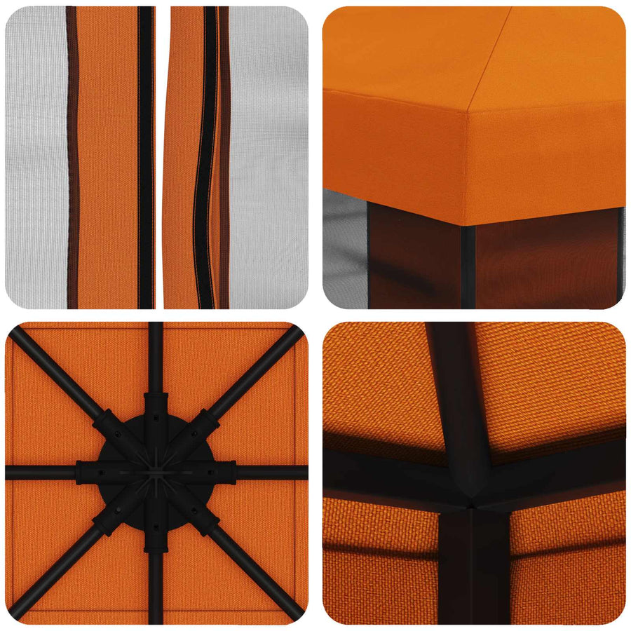 Tuin Gazebo met Zijwanden 3 x 3 m Oranje Polyester en staal 190